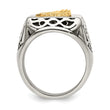 Stainless Steel w/14k Accent Antiqued and Polished Eagle Ring