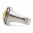 Stainless Steel w/14k Accent Antiqued & Polished Lion on Shield Ring