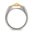 Stainless Steel w/14k Accent Polished Lion Head Ring