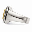 Stainless Steel w/14k Accent Antiqued & Polished Cross on Shield Ring