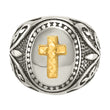 Stainless Steel w/14k Accent Antiqued and Polished Cross Ring