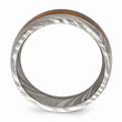 Damascus Steel Polished with Wood Inlay 8mm Band