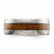 Damascus Steel Polished with Wood Inlay 8mm Band