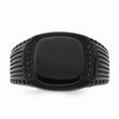 Stainless Steel Polished Black IP-plated with Black CZ Signet Ring