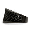 Stainless Steel Polished Black IP-plated Brick Design Signet Ring