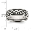 Stainless Steel Polished and Antiqued Checkered Pattern 8mm Band