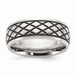 Stainless Steel Polished and Antiqued Checkered Pattern 8mm Band