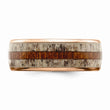Stainless Steel Polished Rose IP w/Wood and Antler Inlay 8mm Band