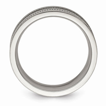 Stainless Steel Polished and Beaded 7mm Band