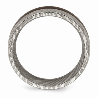 Damascus Steel Polished with Wood Inlay 8mm Band