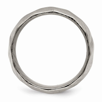 Damascus Steel Polished Faceted 7mm Band