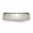 Stainless Steel Ridged Edge 7mm Brushed and Polished Band