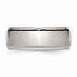 Stainless Steel Ridged Edge 8mm Brushed and Polished Band