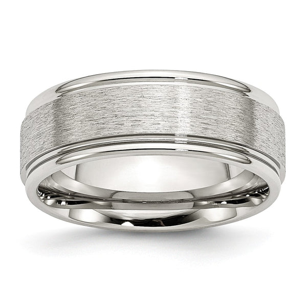 Stainless Steel Grooved Edge 8mm Brushed and Polished Band