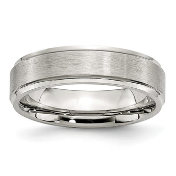Stainless Steel Grooved Edge 6mm Brushed and Polished Band