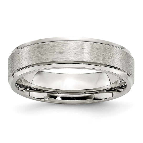 Stainless Steel Grooved Edge 6mm Brushed and Polished Band