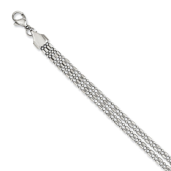 Stainless Steel Multichain 7.5in Bracelet