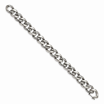 Stainless Steel Antiqued & Polished Links 8.5in Bracelet