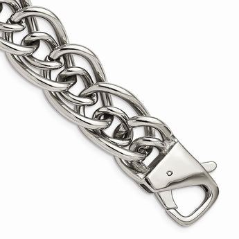 Stainless Steel Large & Small Ovals 8.25in Bracelet
