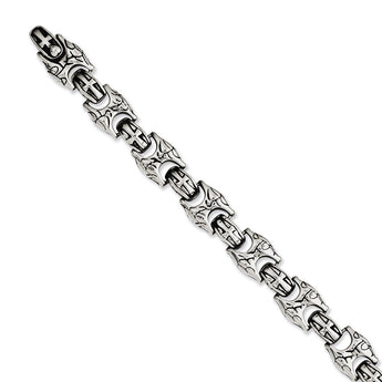 Stainless Steel Antiqued Link 8.5in Bracelet