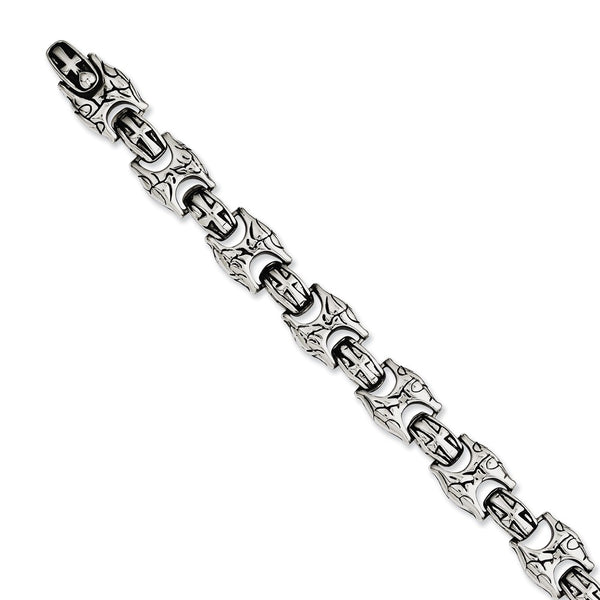 Stainless Steel Antiqued Link 8.5in Bracelet