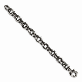 Stainless Steel Antiqued and Textured 8.25in Bracelet