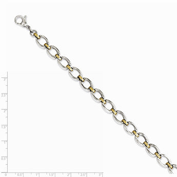 Stainless Steel Yellow IP-plated & Polished Ovals 8.25in Bracelet
