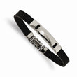 Stainless Steel Black Rubber 7.75in Bracelet - Birthstone Company