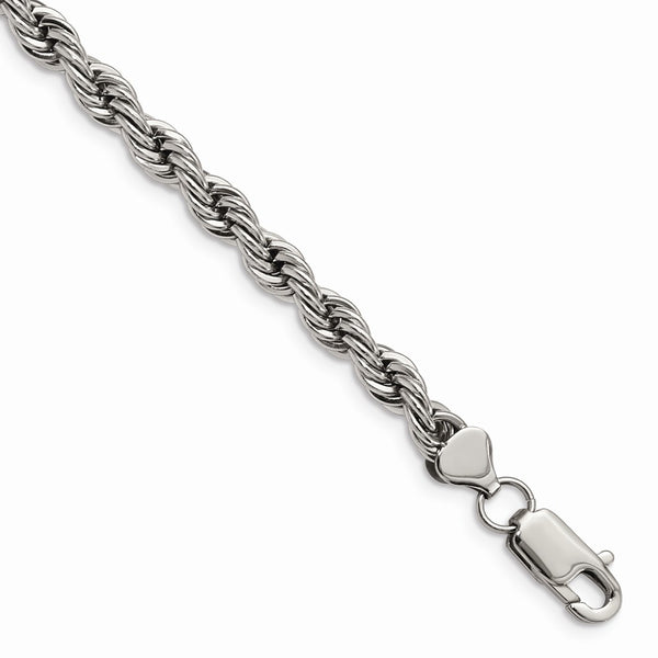 Stainless Steel Polished 6mm Rope Bracelet