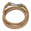 Stainless Steel Light Brown Leather Wrap Bracelet