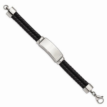Stainless Steel Polished Leather Bracelet