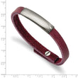 Stainless Steel Polished Purple Leather Adjustable Bracelet