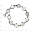 Stainless Steel Polished Cat's Eye and Mother of Pearl Bracelet