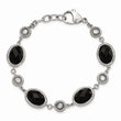 Stainless Steel Polished Black Onyx/CZ w/.75in ext. Bracelet