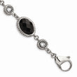 Stainless Steel Polished Black Onyx/CZ w/.75in ext. Bracelet
