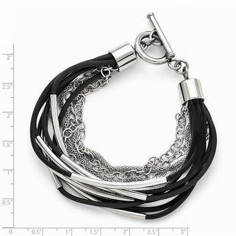Stainless Steel Black Rubber Multi-layer Bracelet