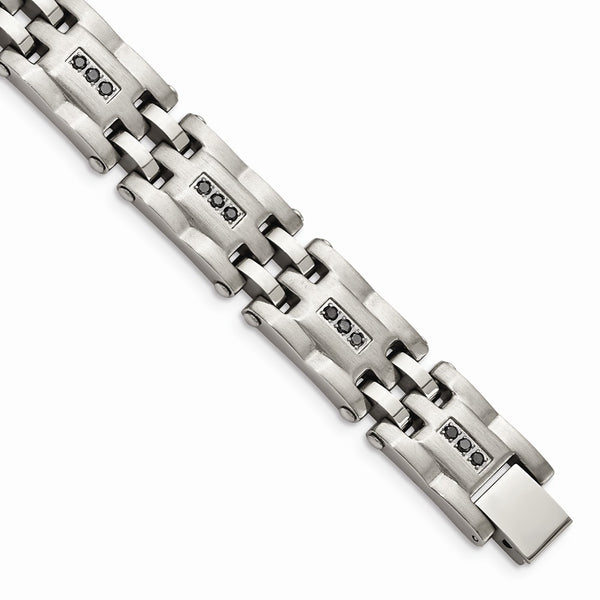 Stainless Steel Polished/Brushed 3/4ct tw. Diamond Bracelet