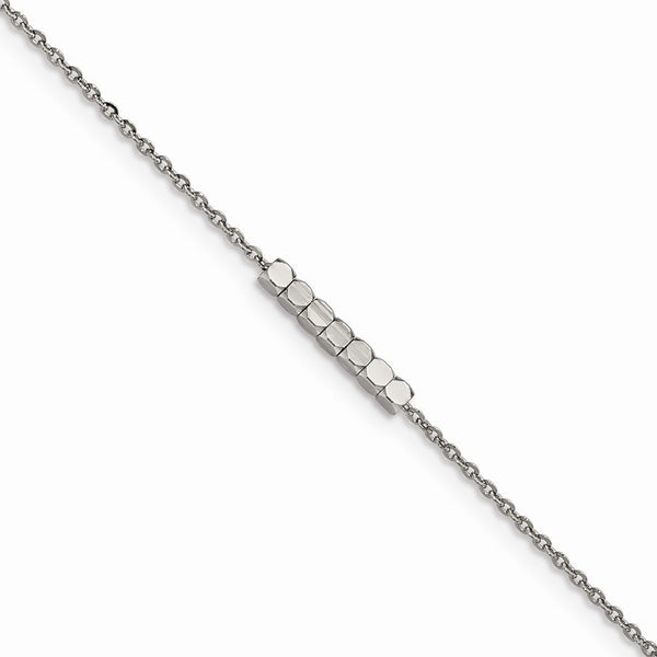 Stainless Steel Polished Beaded 7 inch with 2 inch ext. Bracelet