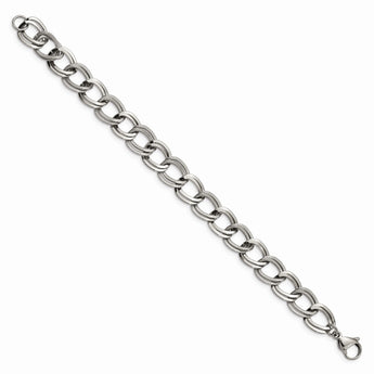 Stainless Steel Polished and Textured 8 inch Link Bracelet