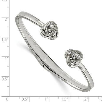 Stainless Steel Polished Knot Hinged Cuff Bangle