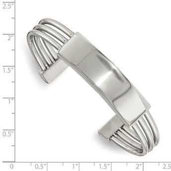 Stainless Steel Polished ID Plate Cuff Bangle