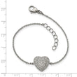 Stainless Steel Polished w/ Preciosa Crystal Heart w/1 inch ext. Bracelet