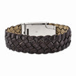 Stainless Steel Brushed Brown Leather Bracelet