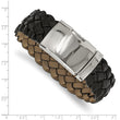 Stainless Steel Polished Black Leather Buckle Bracelet