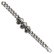 Stainless Steel Polished Antiqued Skull Bracelet