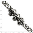 Stainless Steel Polished Antiqued Skull Bracelet