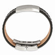 Stainless Steel Brushed Black Leather ID Bracelet