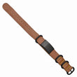 Stainless Steel Brushed Black IP Brown Leather Adj. ID Bracelet
