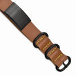 Stainless Steel Brushed Black IP Brown Leather Adj. ID Bracelet