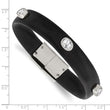Stainless Steel Polished CZ Silicone Band Bracelet